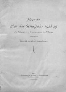 Bericht über das Schuljahr 1928-1929 des Staatlichen Gymnasiums in Elbing