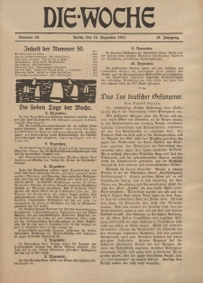 Die Woche : Moderne illustrierte Zeitschrift, 19. Jahrgang, 15. Dezember 1917, Nr 50