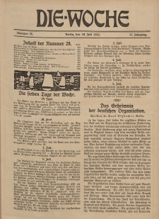 Die Woche : Moderne illustrierte Zeitschrift, 17. Jahrgang, 10. Juli 1915, Nr 28