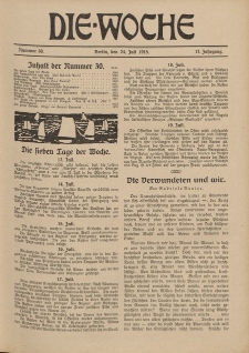 Die Woche : Moderne illustrierte Zeitschrift, 17. Jahrgang, 24. Juli 1915, Nr 30