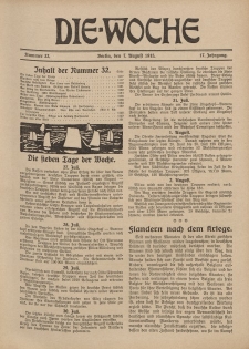 Die Woche : Moderne illustrierte Zeitschrift, 17. Jahrgang, 7. August 1915, Nr 32
