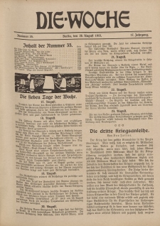Die Woche : Moderne illustrierte Zeitschrift, 17. Jahrgang, 28. August 1915, Nr 35