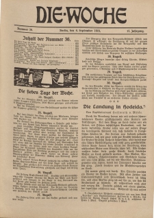 Die Woche : Moderne illustrierte Zeitschrift, 17. Jahrgang, 4. September 1915, Nr 36