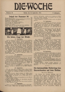 Die Woche : Moderne illustrierte Zeitschrift, 17. Jahrgang, 25. September 1915, Nr 39