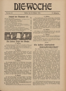 Die Woche : Moderne illustrierte Zeitschrift, 17. Jahrgang, 16. Oktober 1915, Nr 42