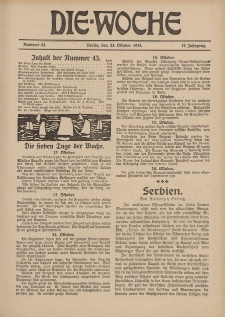 Die Woche : Moderne illustrierte Zeitschrift, 17. Jahrgang, 23. Oktober 1915, Nr 43