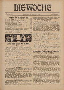 Die Woche : Moderne illustrierte Zeitschrift, 17. Jahrgang, 13. November 1915, Nr 46