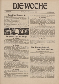 Die Woche : Moderne illustrierte Zeitschrift, 17. Jahrgang, 18. Dezember 1915, Nr 51
