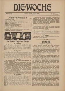 Die Woche : Moderne illustrierte Zeitschrift, 17. Jahrgang, 9. Januar 1915, Nr 2