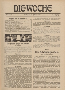 Die Woche : Moderne illustrierte Zeitschrift, 17. Jahrgang, 13. Februar 1915, Nr 7