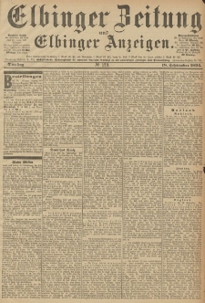 Elbinger Zeitung und Elbinger Anzeigen, Nr. 219 Dienstag 18. September 1894