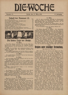 Die Woche : Moderne illustrierte Zeitschrift, 17. Jahrgang, 27. März 1915, Nr 13