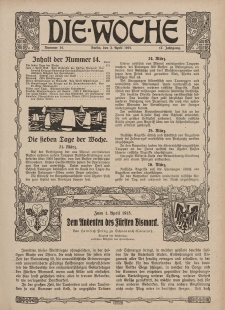 Die Woche : Moderne illustrierte Zeitschrift, 17. Jahrgang, 3. April 1915, Nr 14