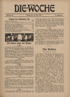 Die Woche : Moderne illustrierte Zeitschrift, 17. Jahrgang, 15. Mai 1915, Nr 20
