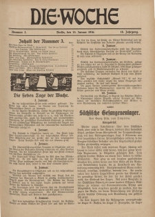 Die Woche : Moderne illustrierte Zeitschrift, 18. Jahrgang, 15. Januar 1916, Nr 3