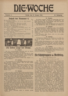 Die Woche : Moderne illustrierte Zeitschrift, 18. Jahrgang, 22. Januar 1916, Nr 4