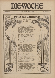 Die Woche : Moderne illustrierte Zeitschrift, 18. Jahrgang, 29. Januar 1916, Nr 5