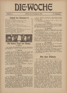 Die Woche : Moderne illustrierte Zeitschrift, 18. Jahrgang, 19. Februar 1916, Nr 8