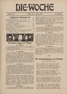 Die Woche : Moderne illustrierte Zeitschrift, 18. Jahrgang, 4. März 1916, Nr 10
