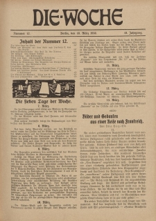 Die Woche : Moderne illustrierte Zeitschrift, 18. Jahrgang, 18. März 1916, Nr 12