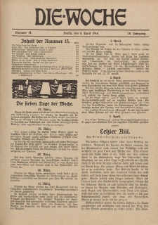 Die Woche : Moderne illustrierte Zeitschrift, 18. Jahrgang, 8. April 1916, Nr 15