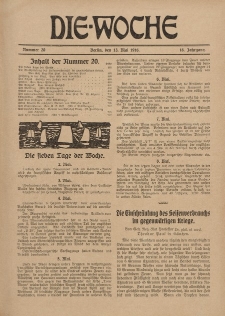 Die Woche : Moderne illustrierte Zeitschrift, 18. Jahrgang, 13. Mai 1916, Nr 20