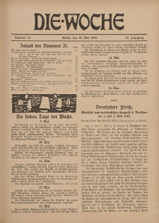 Die Woche : Moderne illustrierte Zeitschrift, 18. Jahrgang, 20. Mai 1916, Nr 21
