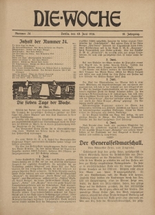 Die Woche : Moderne illustrierte Zeitschrift, 18. Jahrgang, 10. Juni 1916, Nr 24
