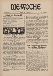 Die Woche : Moderne illustrierte Zeitschrift, 18. Jahrgang, 8. Juli 1916, Nr 28