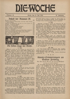 Die Woche : Moderne illustrierte Zeitschrift, 18. Jahrgang, 15. Juli 1916, Nr 29