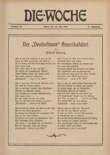 Die Woche : Moderne illustrierte Zeitschrift, 18. Jahrgang, 22. Juli 1916, Nr 30