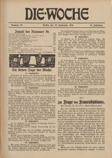 Die Woche : Moderne illustrierte Zeitschrift, 18. Jahrgang, 23. September 1916, Nr 39