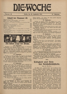 Die Woche : Moderne illustrierte Zeitschrift, 18. Jahrgang, 30. September 1916, Nr 40