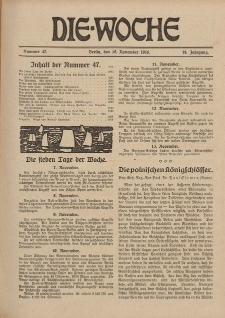 Die Woche : Moderne illustrierte Zeitschrift, 18. Jahrgang, 18. November 1916, Nr 47
