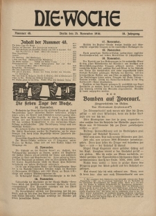Die Woche : Moderne illustrierte Zeitschrift, 18. Jahrgang, 25. November 1916, Nr 48