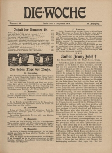 Die Woche : Moderne illustrierte Zeitschrift, 18. Jahrgang, 2. Dezember 1916, Nr 49