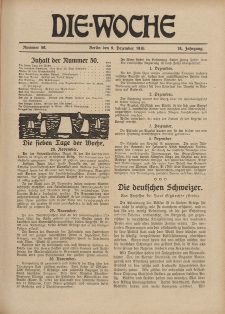 Die Woche : Moderne illustrierte Zeitschrift, 18. Jahrgang, 9. Dezember 1916, Nr 50