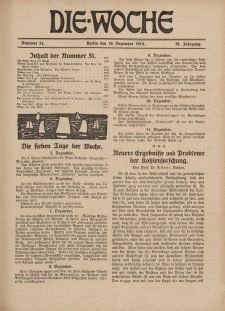 Die Woche : Moderne illustrierte Zeitschrift, 18. Jahrgang, 16. Dezember 1916, Nr 51