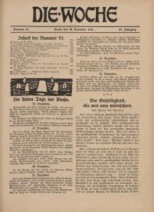 Die Woche : Moderne illustrierte Zeitschrift, 18. Jahrgang, 30. Dezember 1916, Nr 53