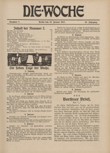 Die Woche : Moderne illustrierte Zeitschrift, 19. Jahrgang, 13. Januar 1917, Nr 2