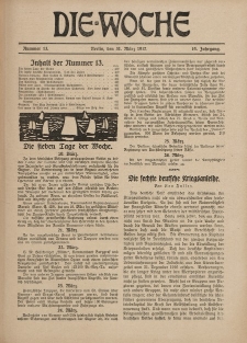 Die Woche : Moderne illustrierte Zeitschrift, 19. Jahrgang, 31. März 1917, Nr 13
