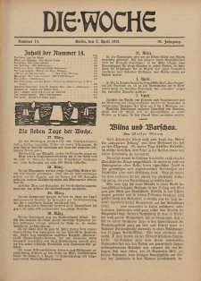 Die Woche : Moderne illustrierte Zeitschrift, 19. Jahrgang, 7. April 1917, Nr 14