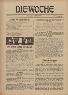 Die Woche : Moderne illustrierte Zeitschrift, 19. Jahrgang, 5. Mai 1917, Nr 18