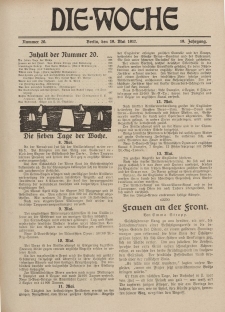 Die Woche : Moderne illustrierte Zeitschrift, 19. Jahrgang, 19. Mai 1917, Nr 20