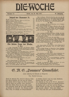 Die Woche : Moderne illustrierte Zeitschrift, 19. Jahrgang, 26. Mai 1917, Nr 21