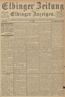 Elbinger Zeitung und Elbinger Anzeigen, Nr. 228 Freitag 28. September 1894