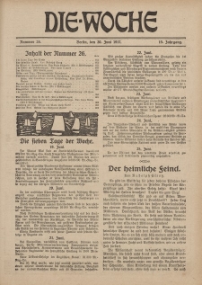 Die Woche : Moderne illustrierte Zeitschrift, 19. Jahrgang, 30. Juni 1917, Nr 26