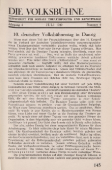 Die Volksbühne : Zeitschrift für soziale Theaterpolitik und Kunstpflege, 4 Jahrgang, Juli 1929, Nr 4