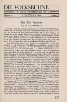 Die Volksbühne : Zeitschrift für soziale Theaterpolitik und Kunstpflege, 4 Jahrgang, November 1929, Nr 8