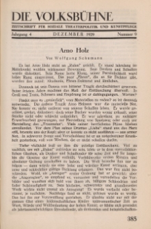 Die Volksbühne : Zeitschrift für soziale Theaterpolitik und Kunstpflege, 4 Jahrgang, Dezember 1929, Nr 9